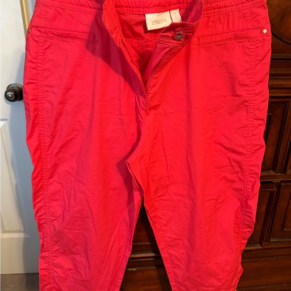 Chico's Coral  Cropped Pants Size 2